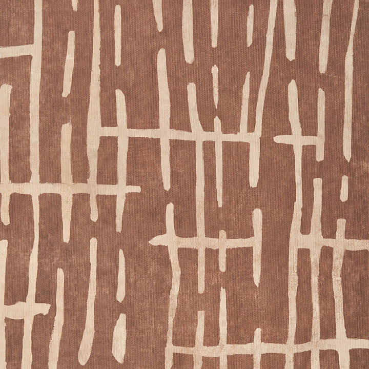 Brown and Natural Abstract Linear Design Canvas with Oak Effect Frame