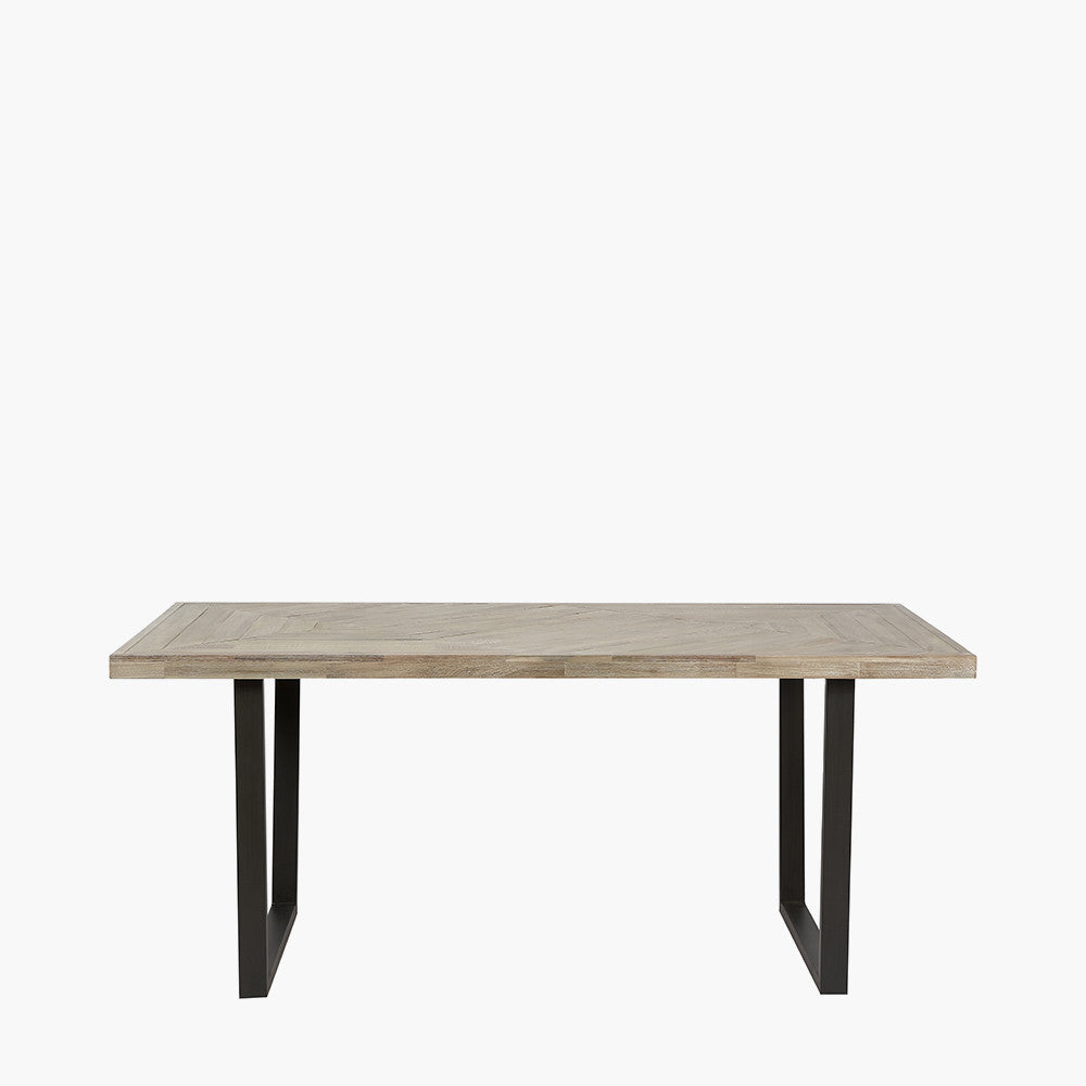 Marca Sand Wash Acacia Wood and Black Metal Dining Table