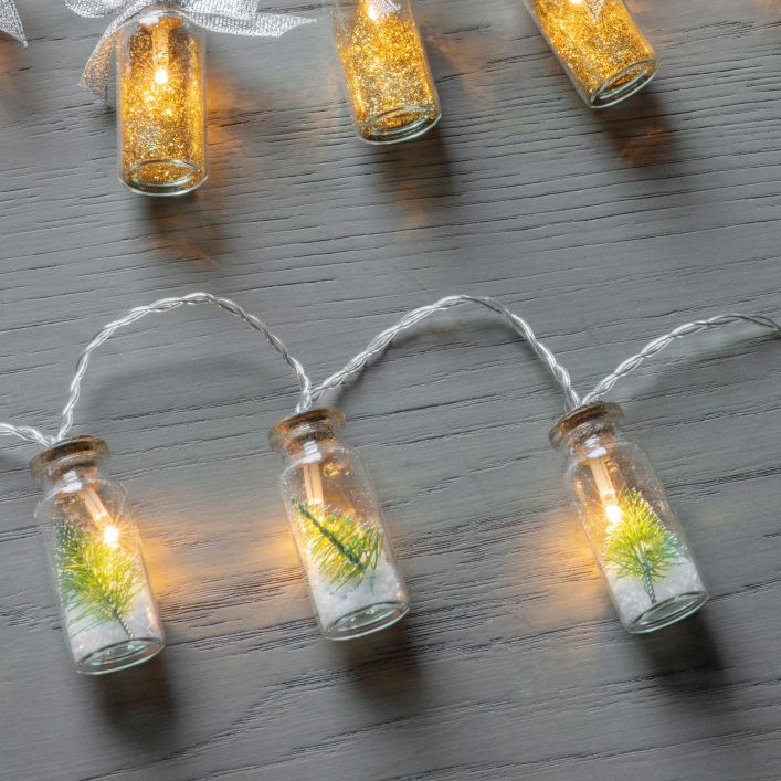 10 LED String with Pine Trees in Jars