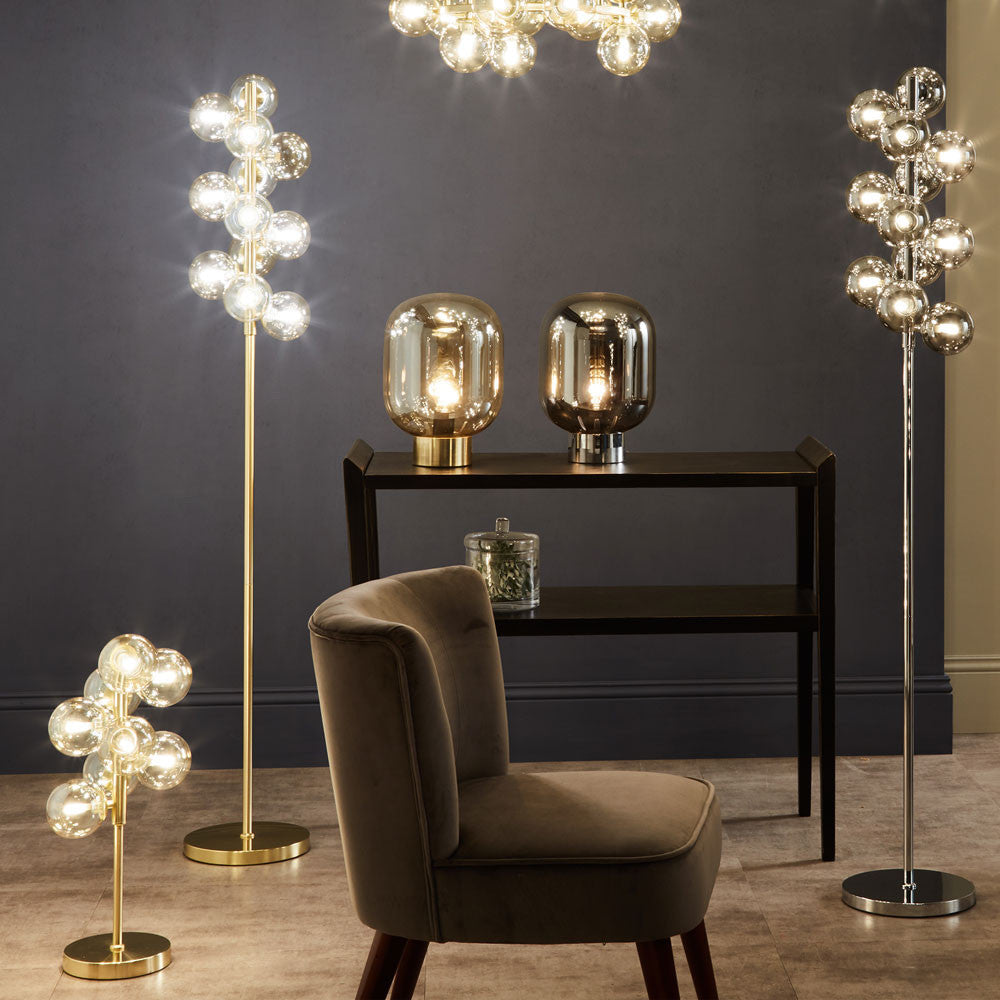 Vecchio Lustre Glass Orb and Gold Floor Lamp