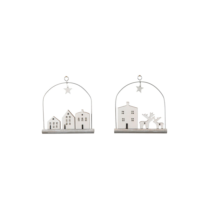 Hanging Winter Scene Decor Set of 4