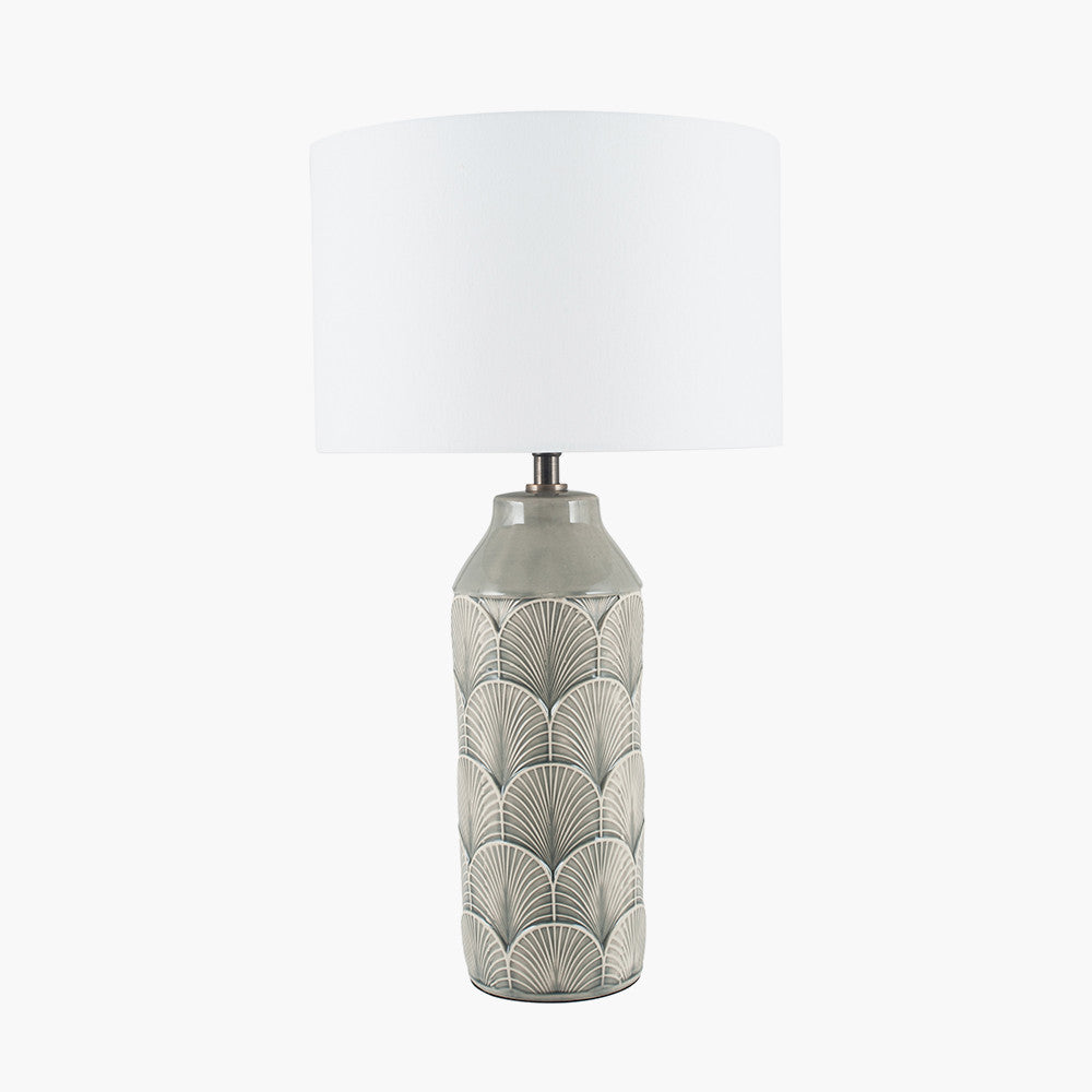 Bethan Embossed Grey Ceramic Table Lamp