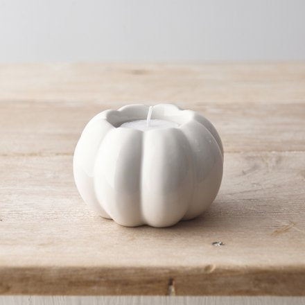 White Pumpkin T-Light Holder 8cm