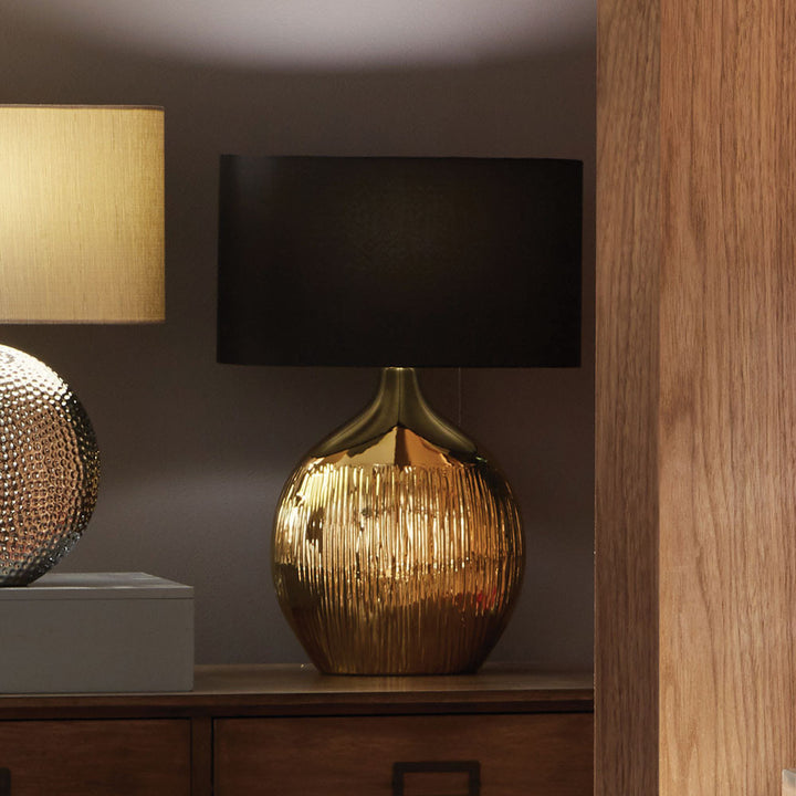 Gemini Gold Etched Ceramic Table Lamp