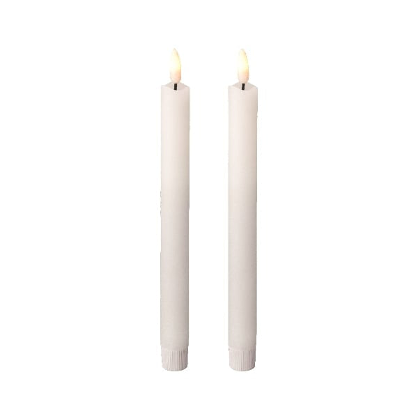 Set of 2 Wax LED Wick Dinner Candle with timer setting- White