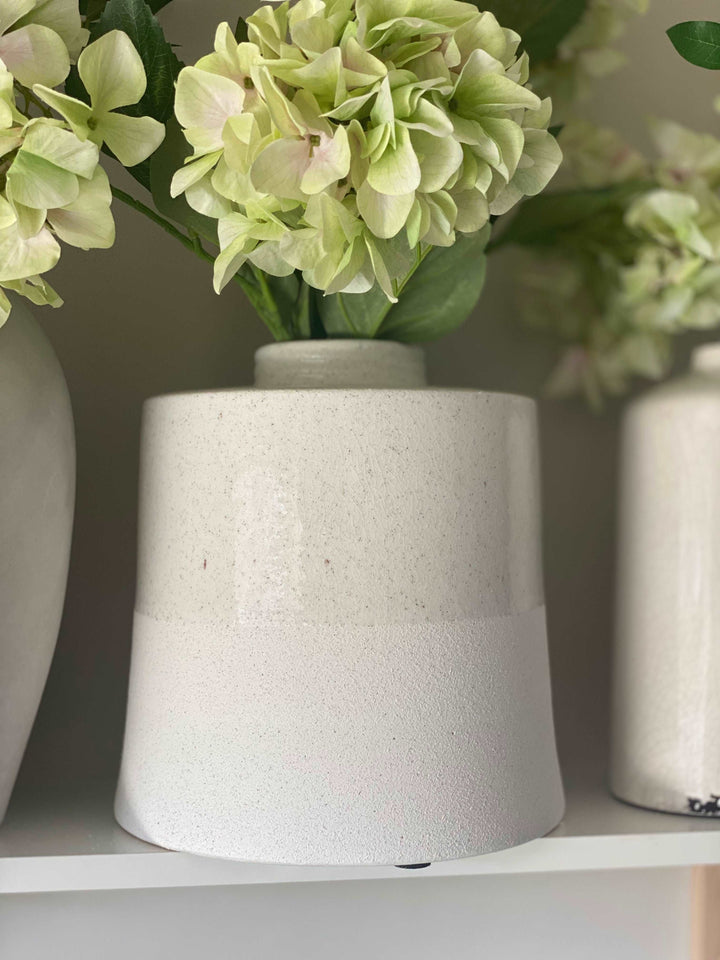 Chloe Cylindrical Ceramic Large Vase white With Grey Detail