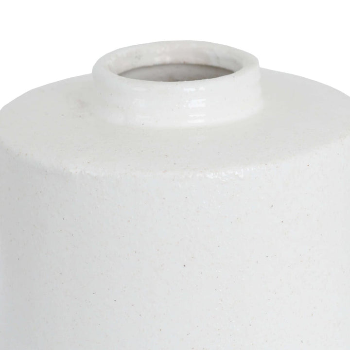 Chloe Cylindrical Ceramic Large Vase white With Grey Detail