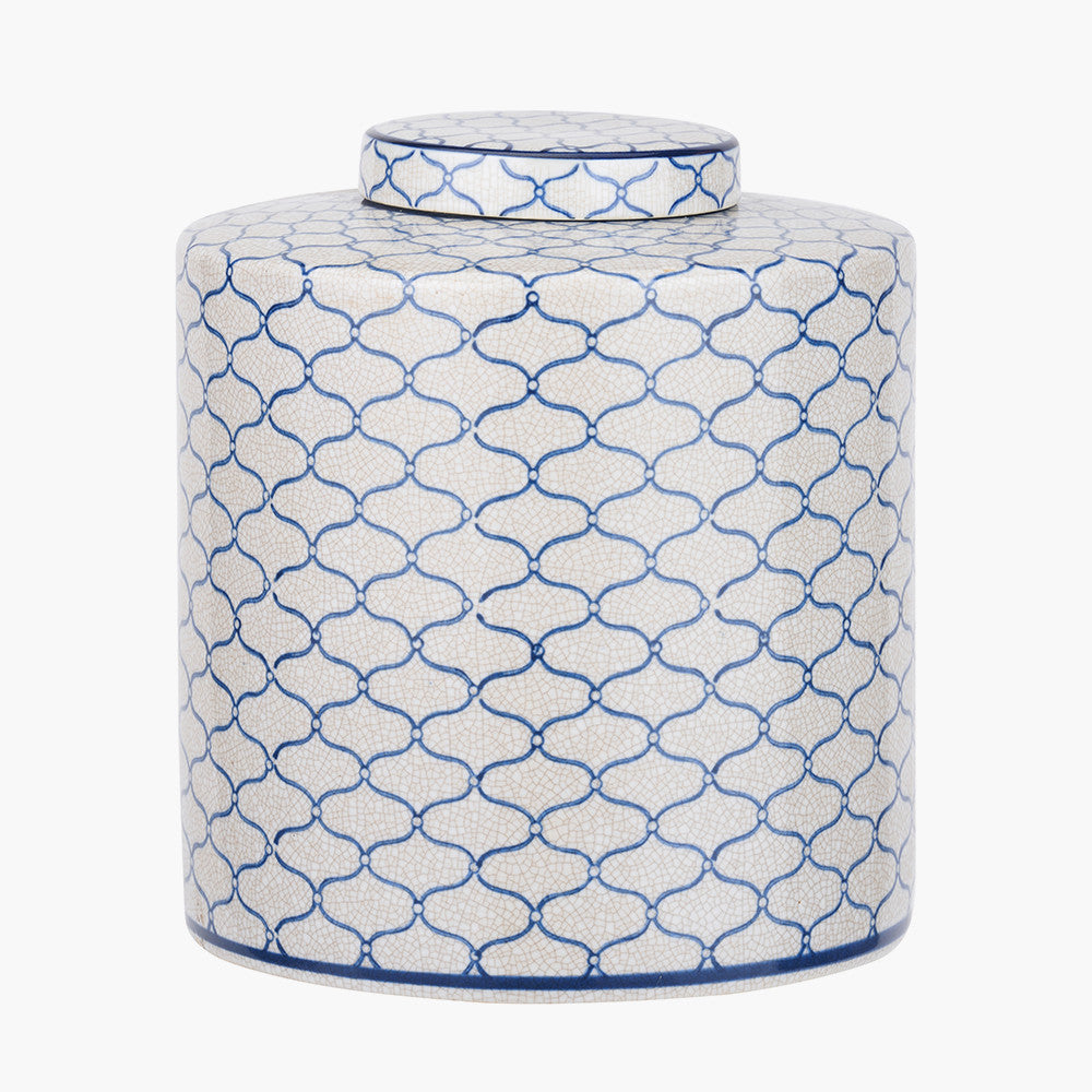 Demetri Grey and Blue Ceramic Lidded Ginger Jar