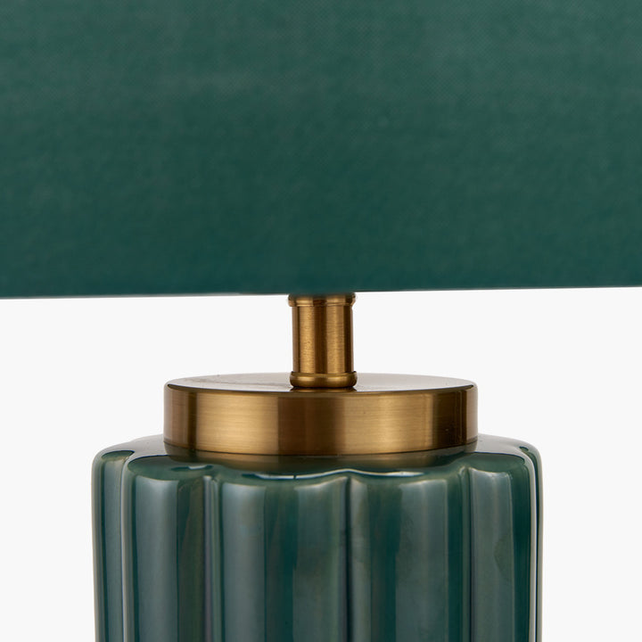 Lushan Green Scalloped Ceramic Table Lamp