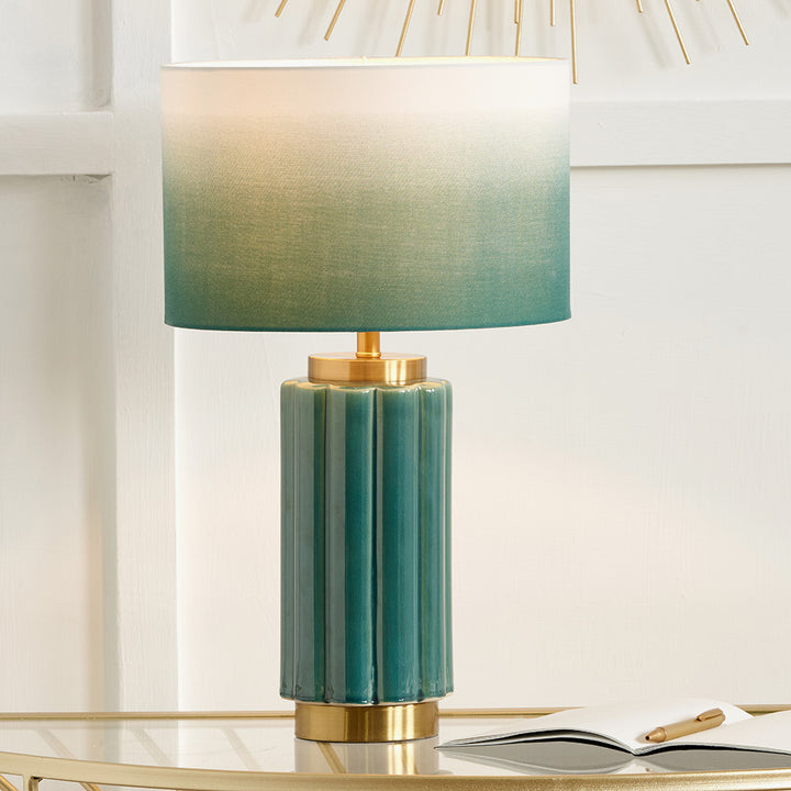 Lushan Green Scalloped Ceramic Table Lamp