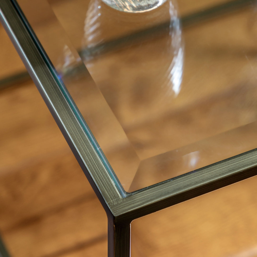 Roma Bronze Square Glass Top Side Table