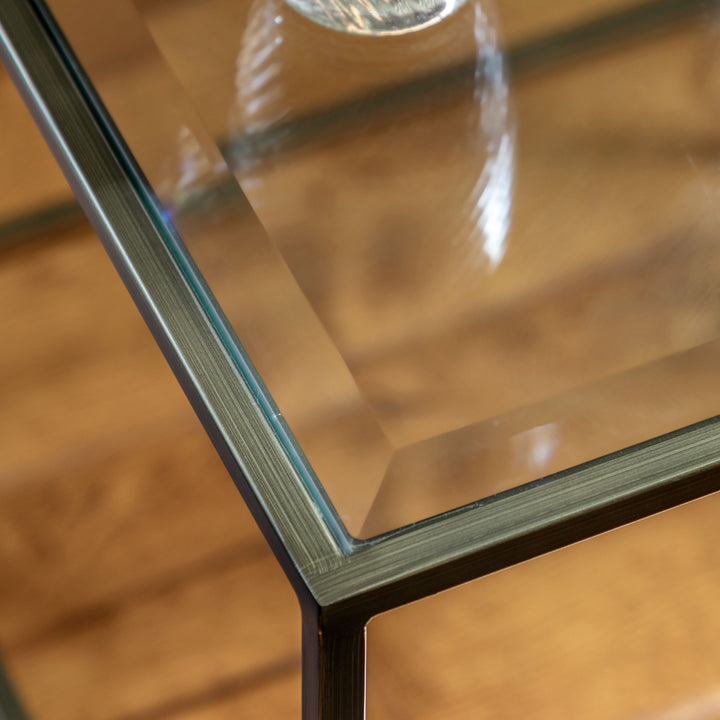 Roma Bronze Square Glass Top Side Table