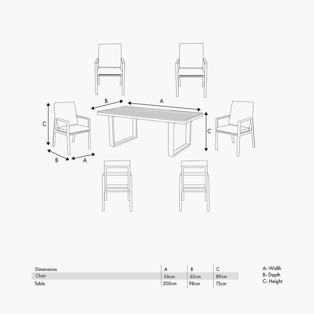 Stockholm Anthracite Outdoor 6 Seater Dining Set