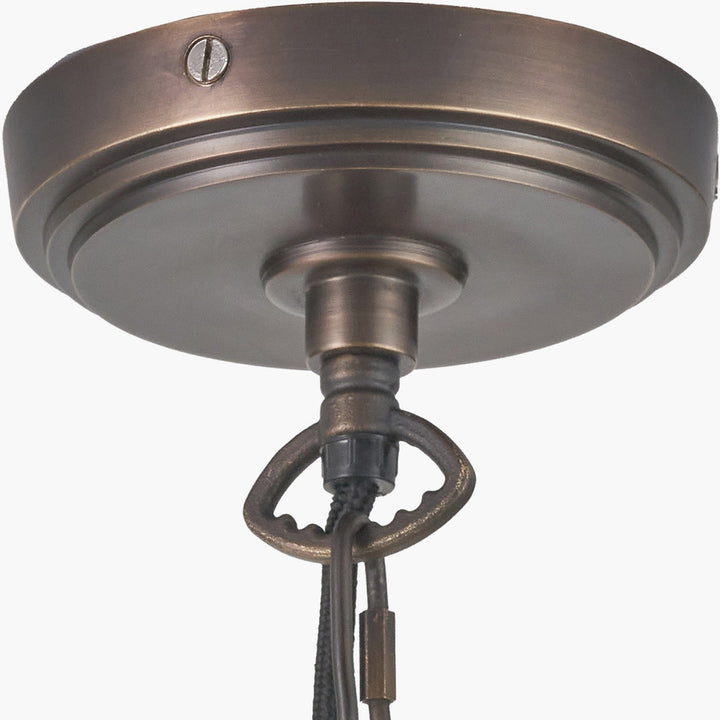 Piero Antique Bronze Metal 6 Arm Pendant with Pelham 15cm White Handloom Tapered Candle Clip Lampshades