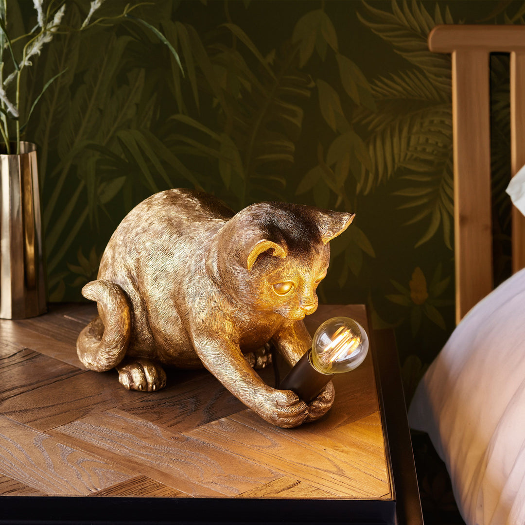 Kitten Table Lamp | Vintage Gold