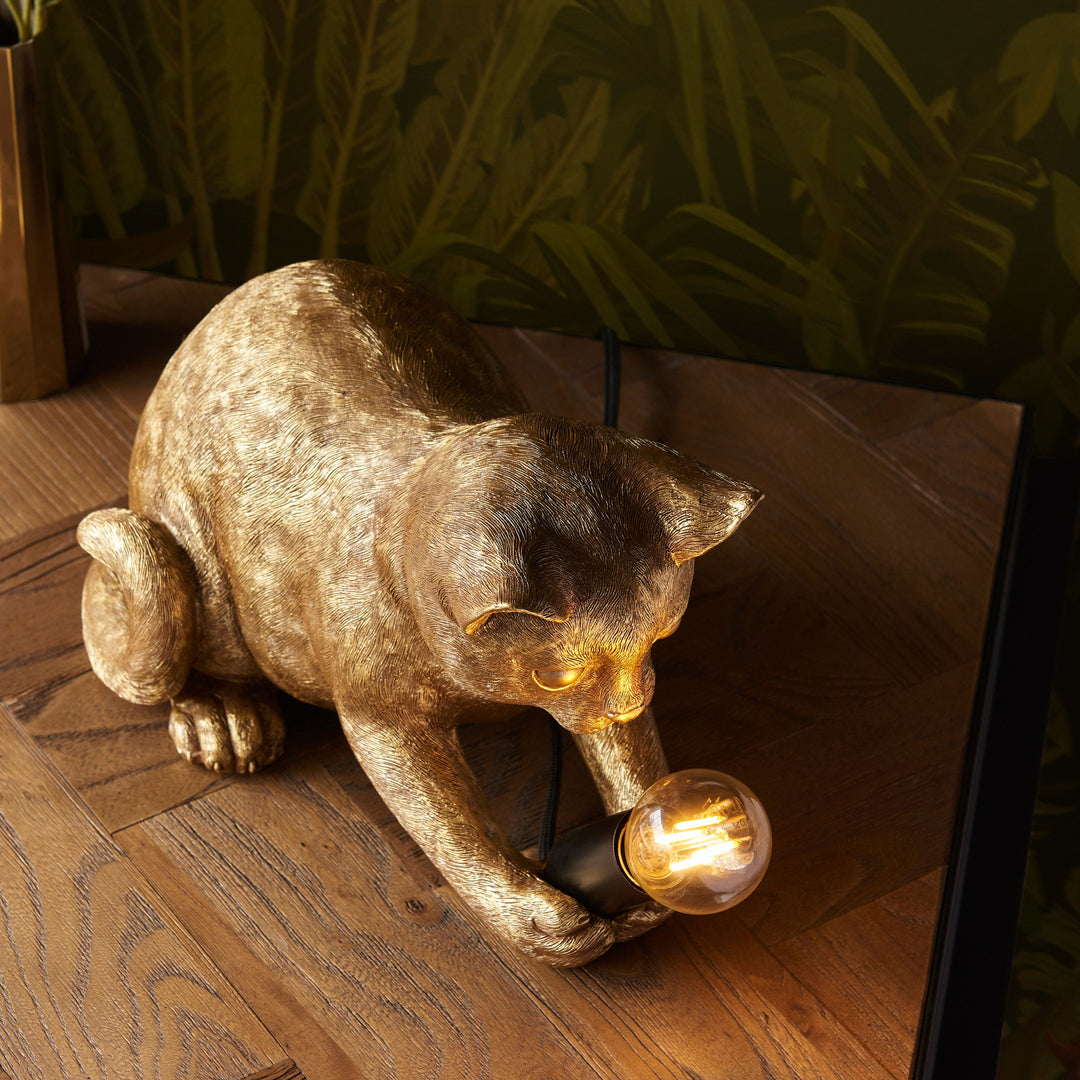 Kitten Table Lamp | Vintage Gold