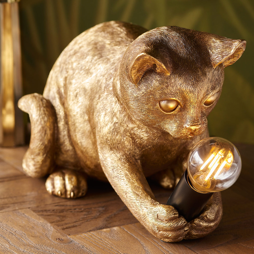 Kitten Table Lamp | Vintage Gold