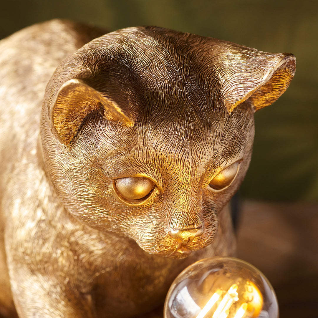 Kitten Table Lamp | Vintage Gold