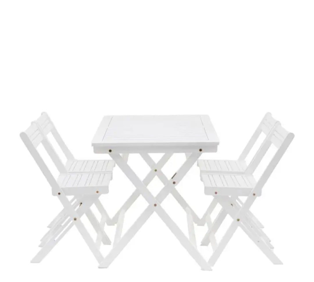 Lindos White Foldaway Dining Set