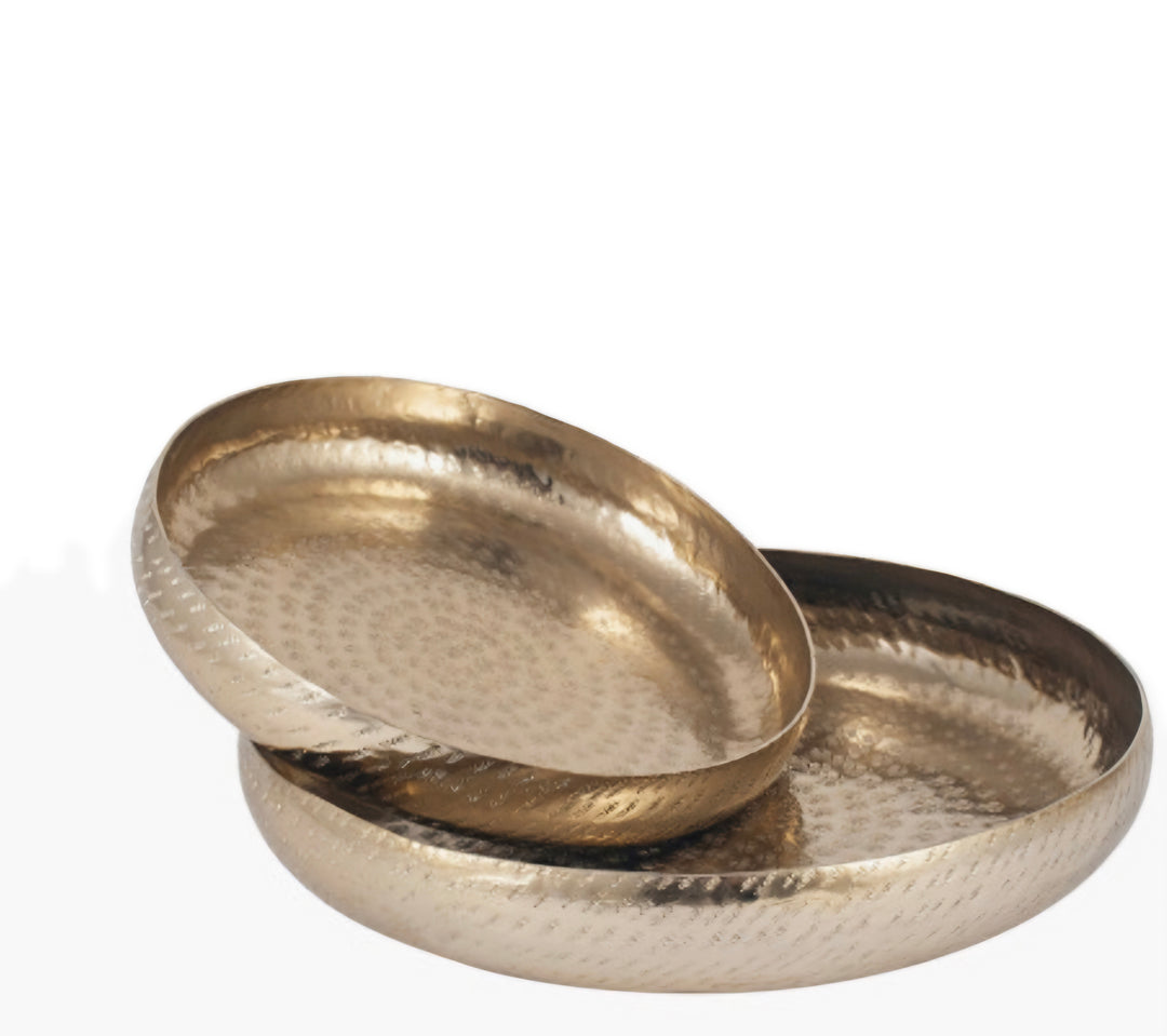 S/2 Gold Hammered Metal Bowls