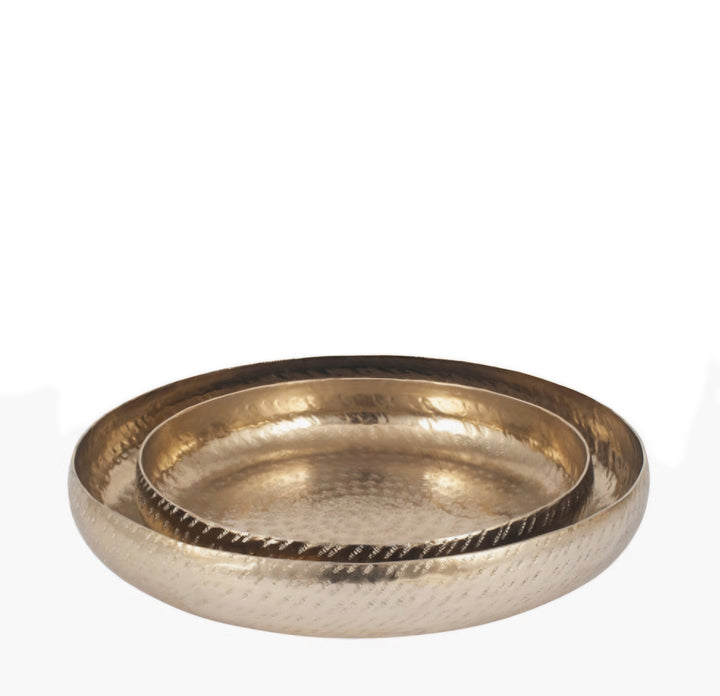 S/2 Gold Hammered Metal Bowls
