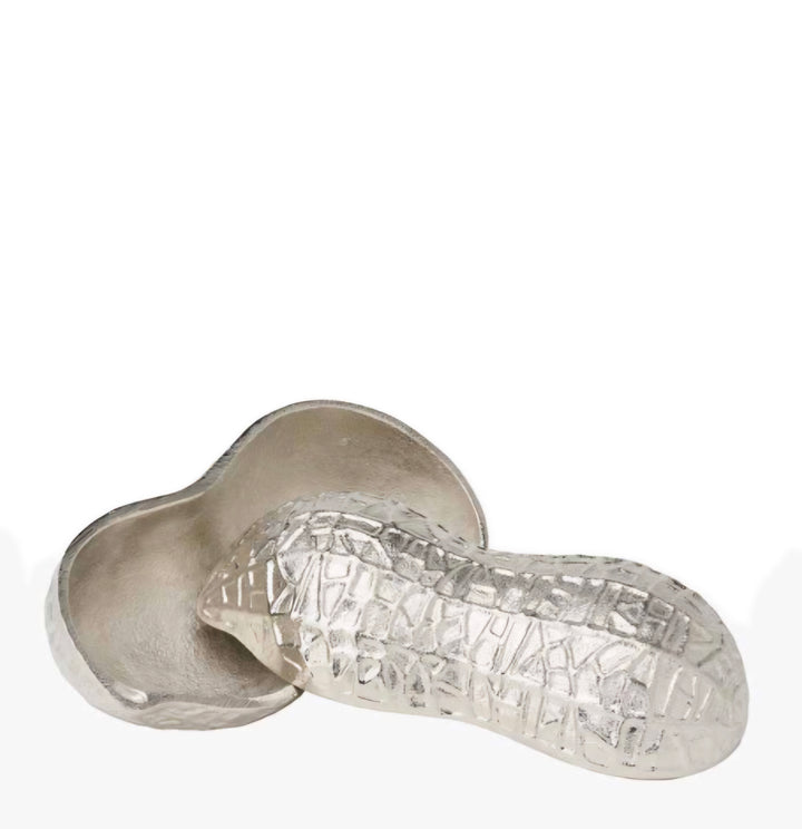 Silver Metal Peanut Lidded Trinket Bowl