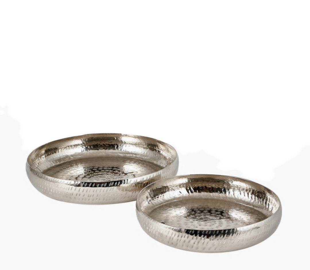 S/2 Silver Hammered Metal Bowls