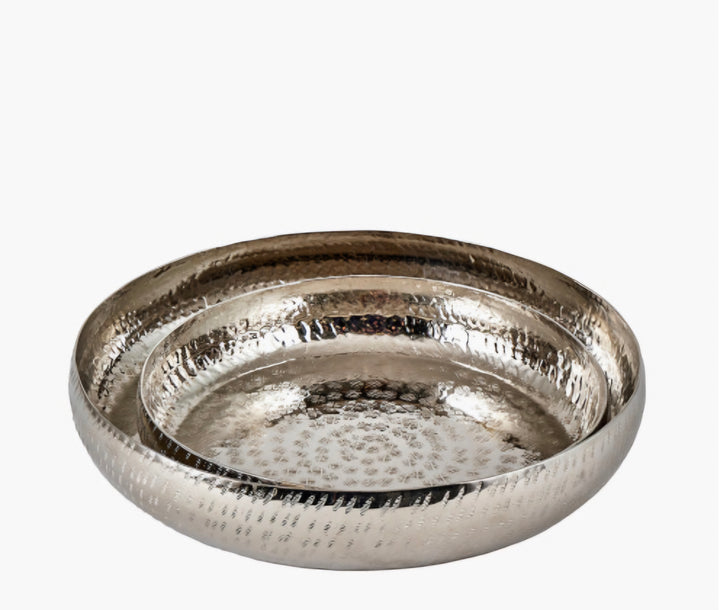S/2 Silver Hammered Metal Bowls