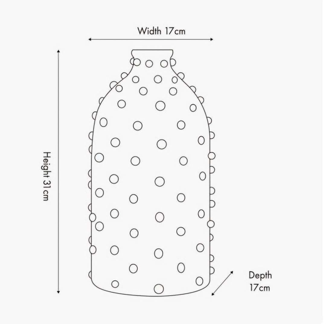 Kali Textured Dot Light Grey Stoneware Vase