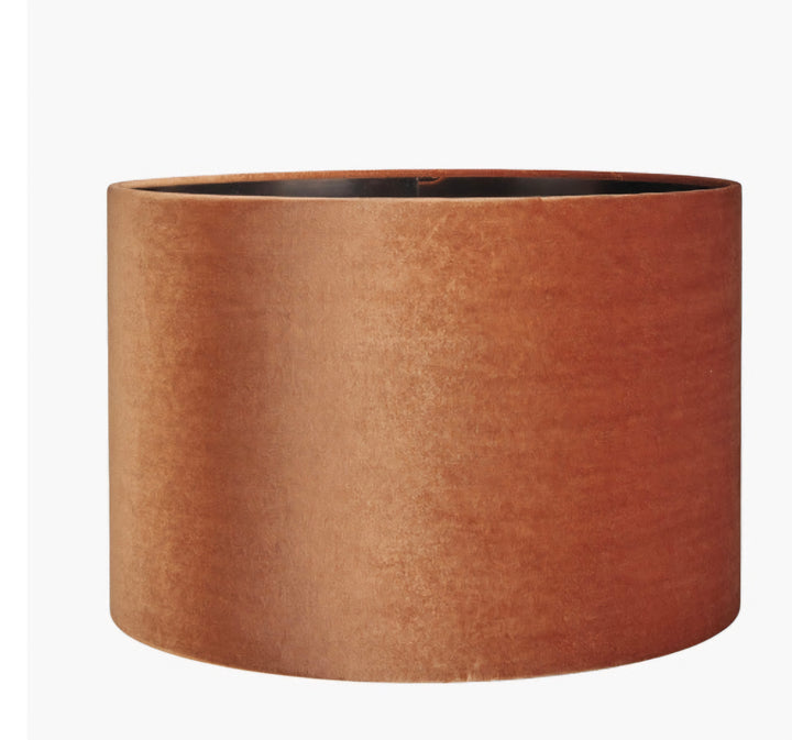 Bow 40cm Tobacco Velvet Cylinder Lampshade