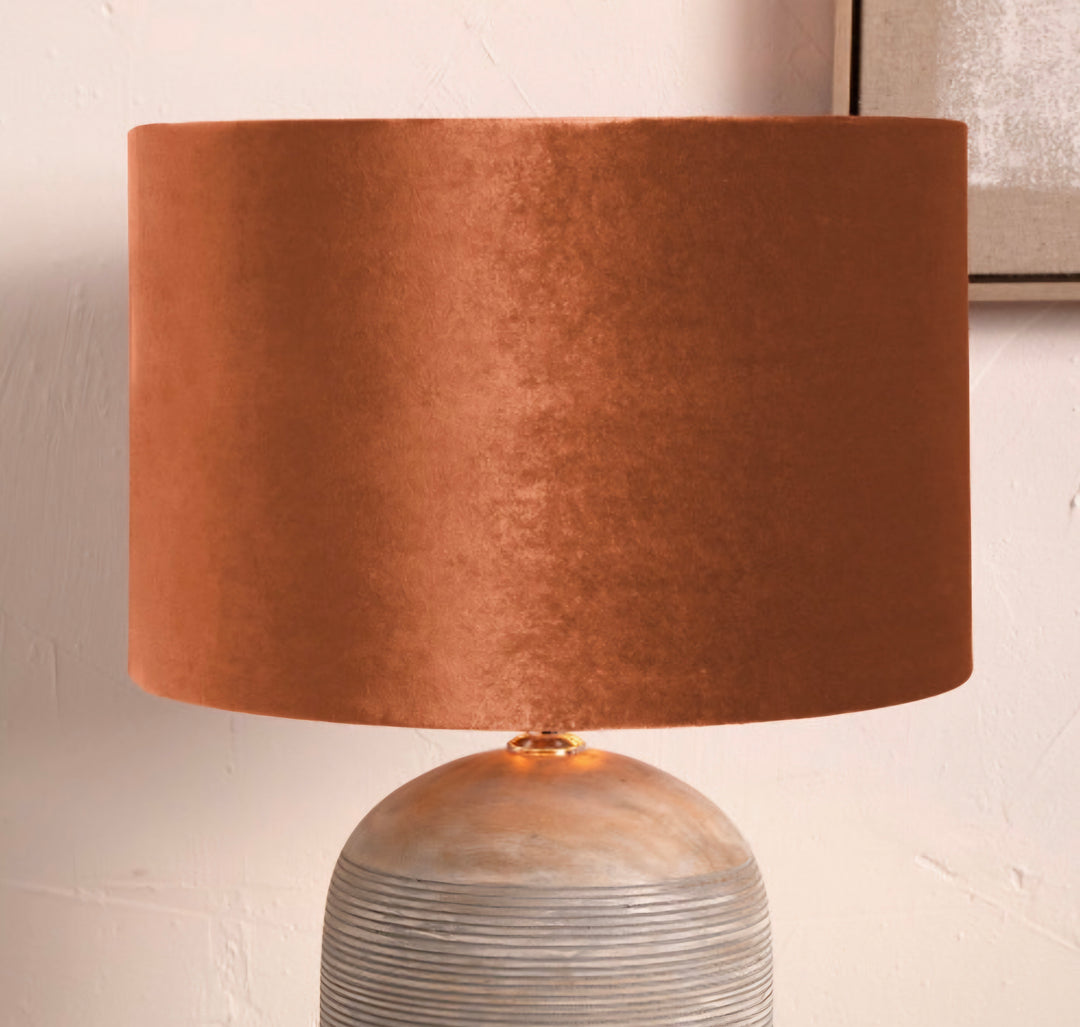Bow 40cm Tobacco Velvet Cylinder Lampshade