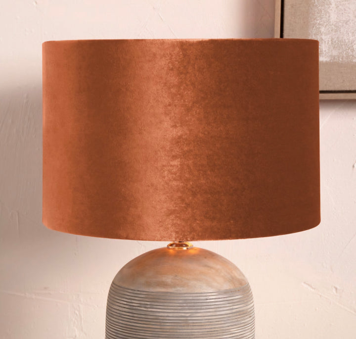 Bow 40cm Tobacco Velvet Cylinder Lampshade
