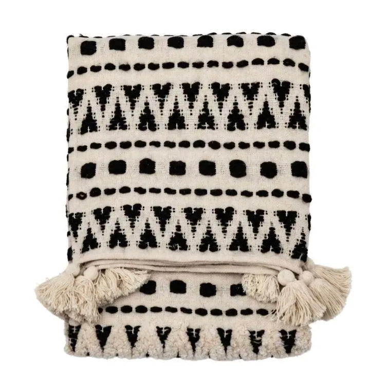 Black & Cream Tufted Throw