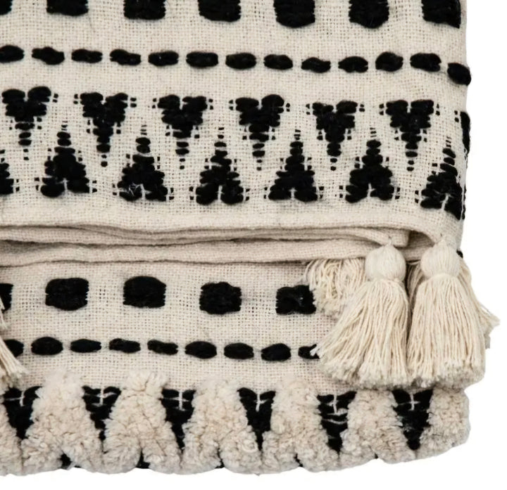 Black & Cream Tufted Throw