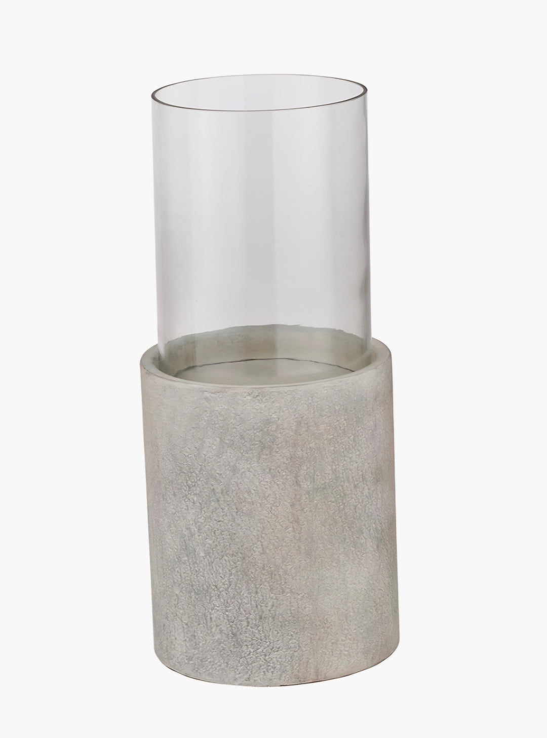 Stone Grey Metal and Clear Glass Hurricane