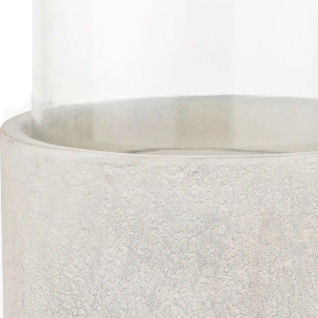 Stone Grey Metal and Clear Glass Hurricane