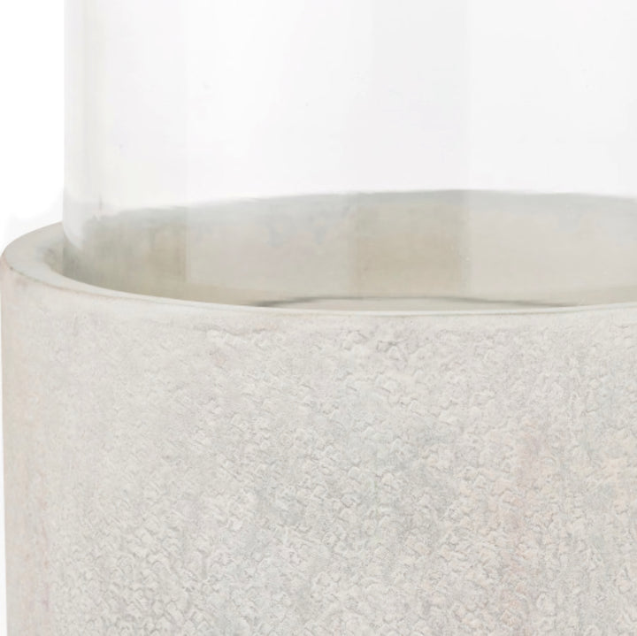 Stone Grey Metal and Clear Glass Hurricane