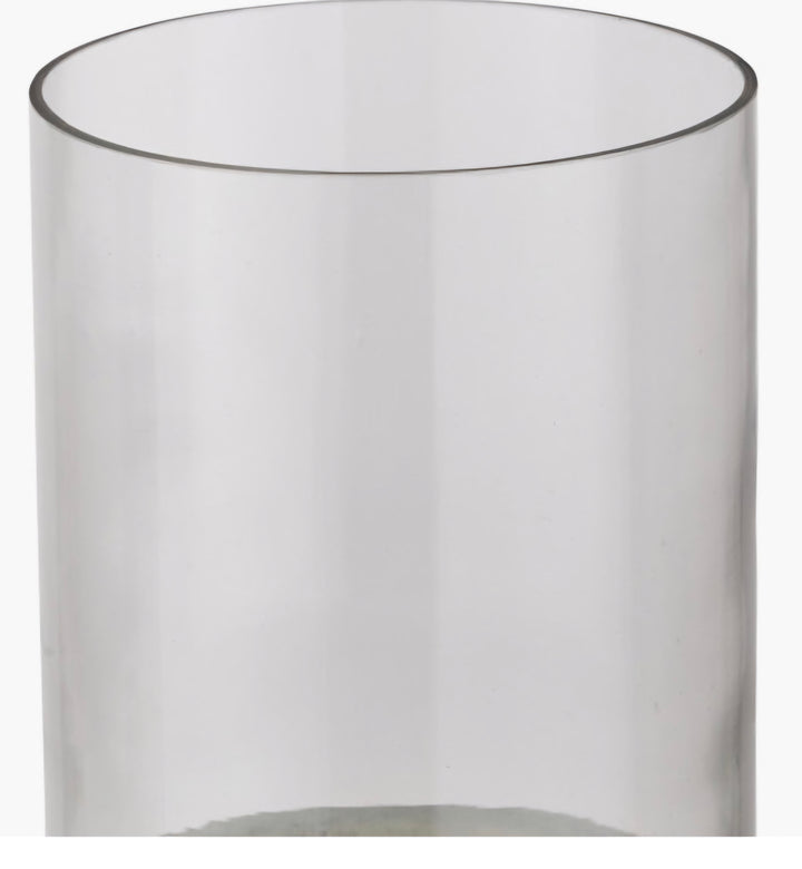 Stone Grey Metal and Clear Glass Hurricane