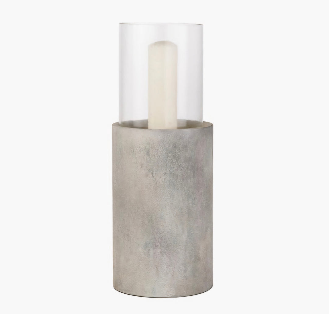 Stone Grey Metal and Clear Glass Hurricane large