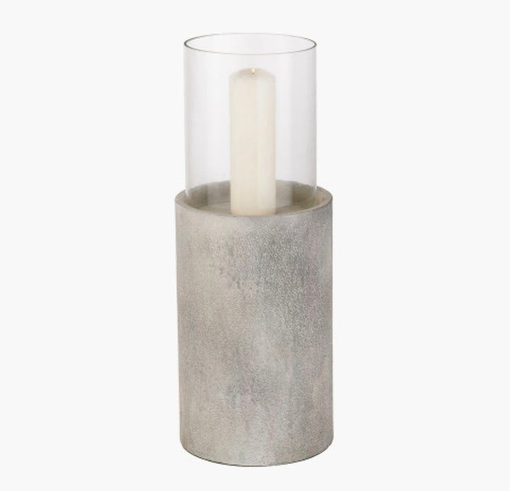 Stone Grey Metal and Clear Glass Hurricane large