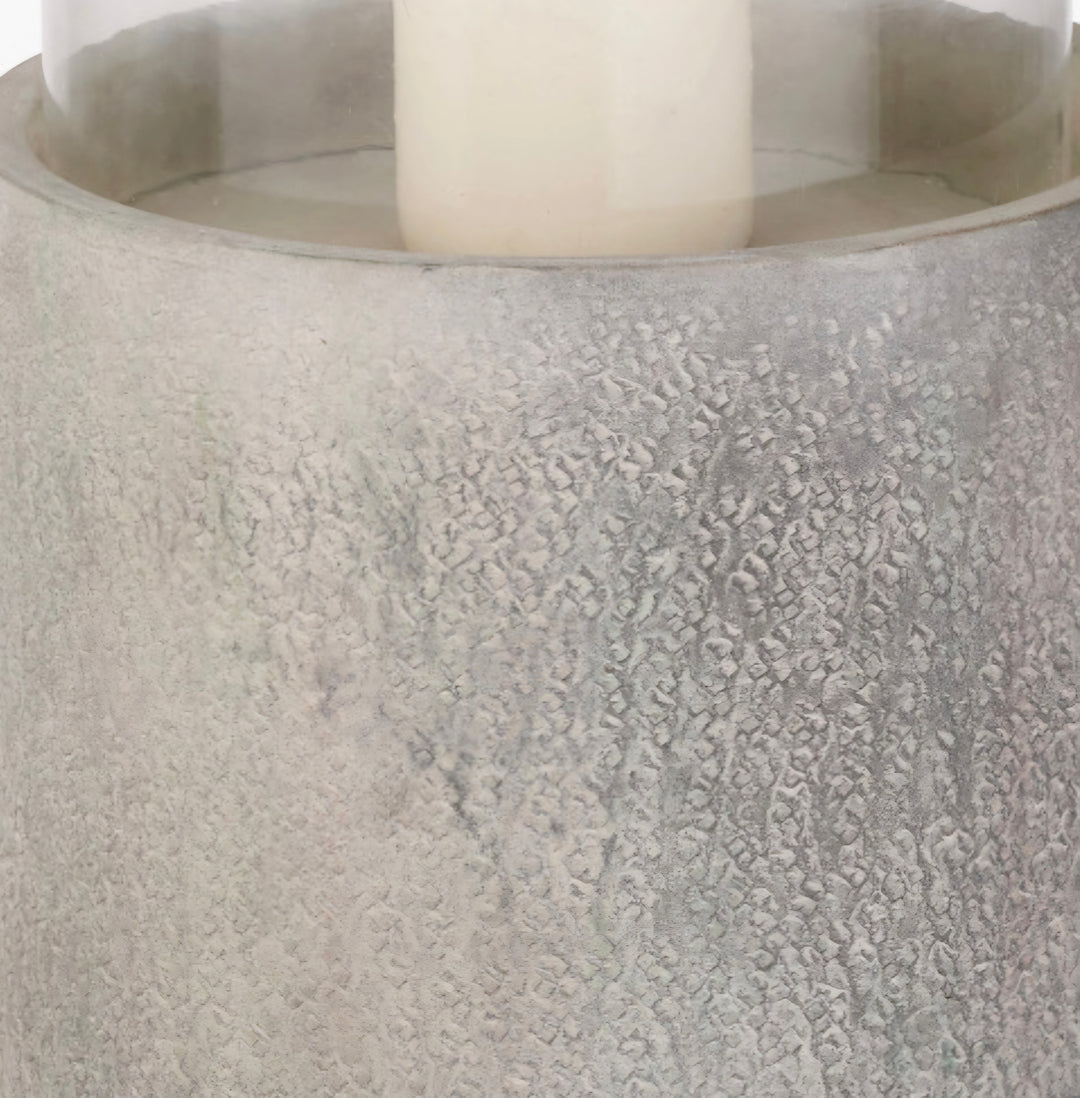 Stone Grey Metal and Clear Glass Hurricane large