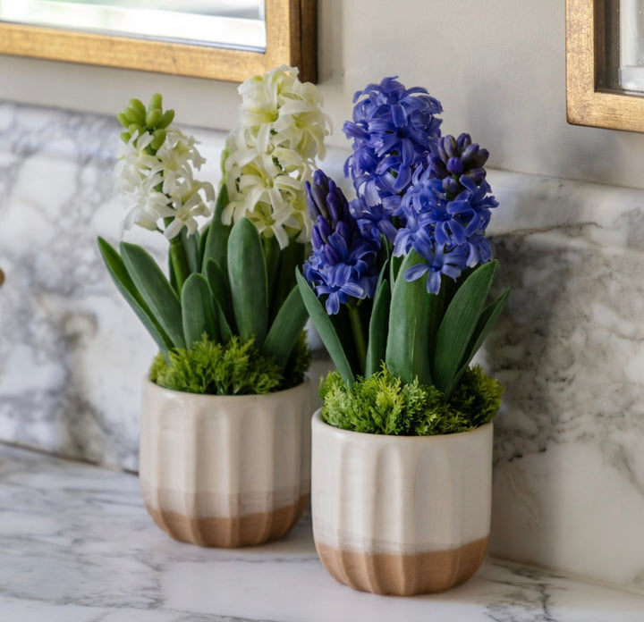Spring Hydrangea in Ceramic Pots Set of 2/Purple