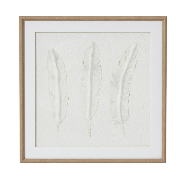 Solli White Feathers Art Mounted in Beaded Frame