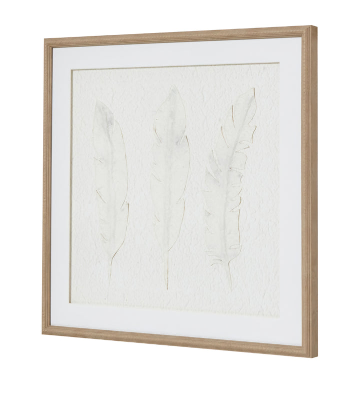 Solli White Feathers Art Mounted in Beaded Frame