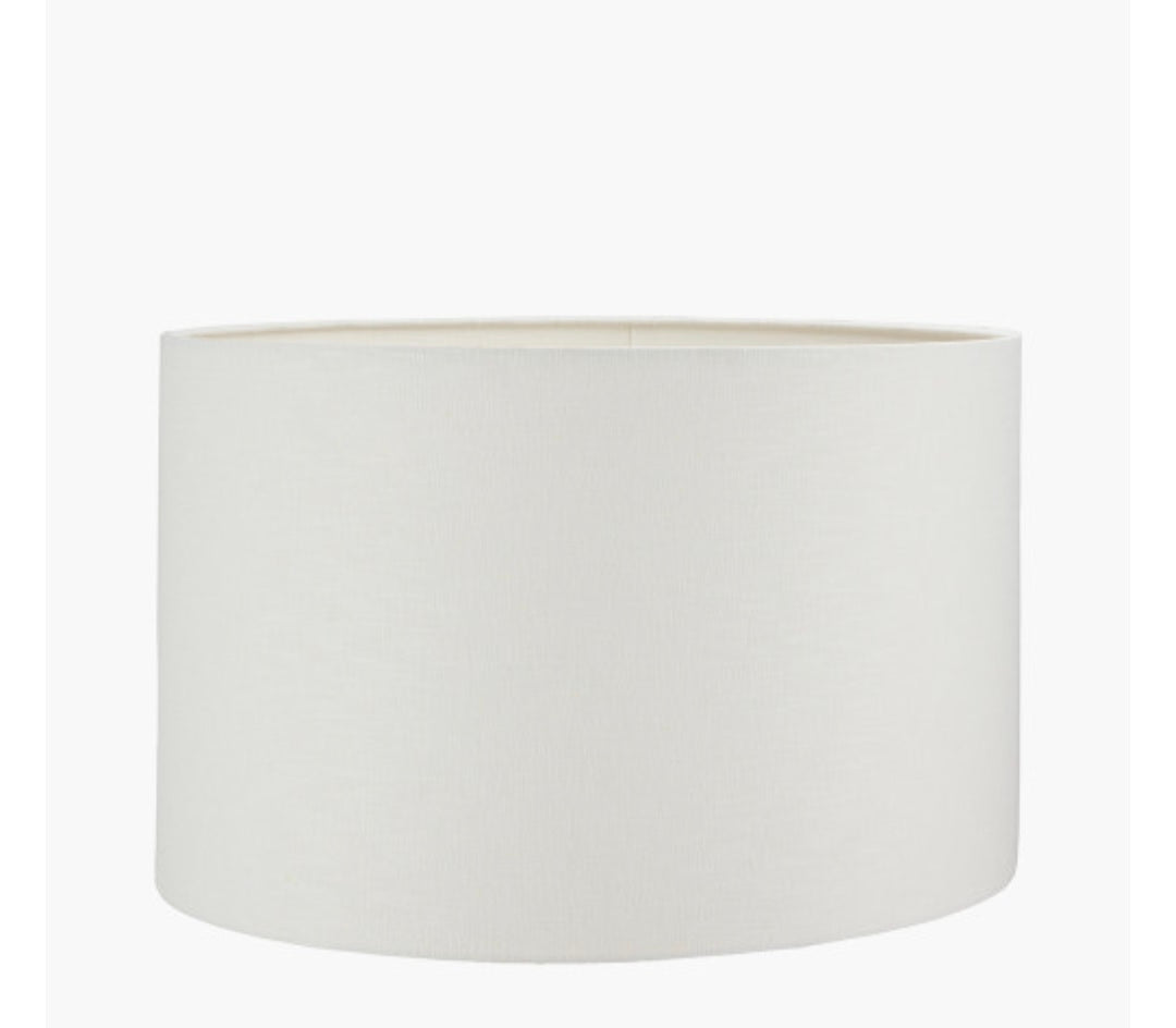 Kali Textured Dot Grey Stoneware Table Lamp Base with Lino 30cm White Self Lined Linen Cylinder Lampshade