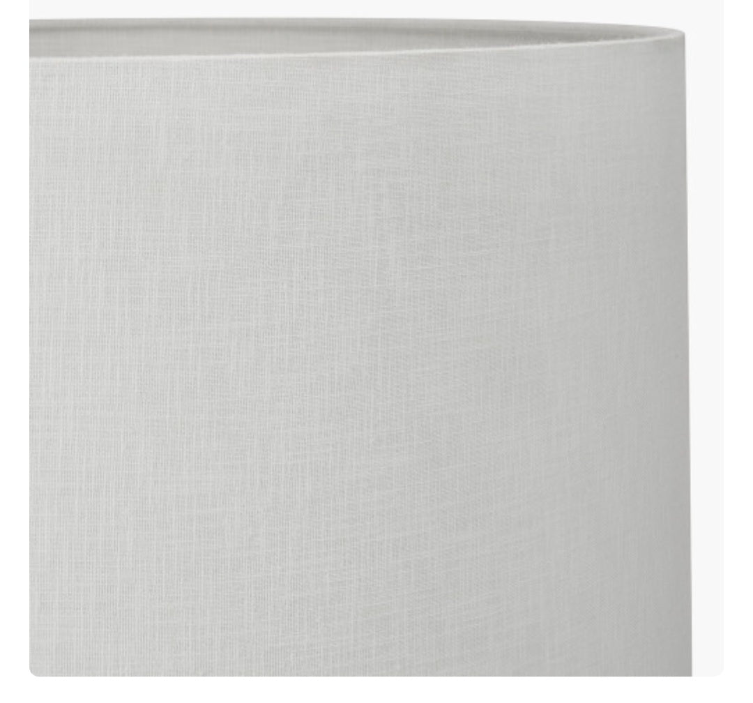 Kali Textured Dot Grey Stoneware Table Lamp Base with Lino 30cm White Self Lined Linen Cylinder Lampshade