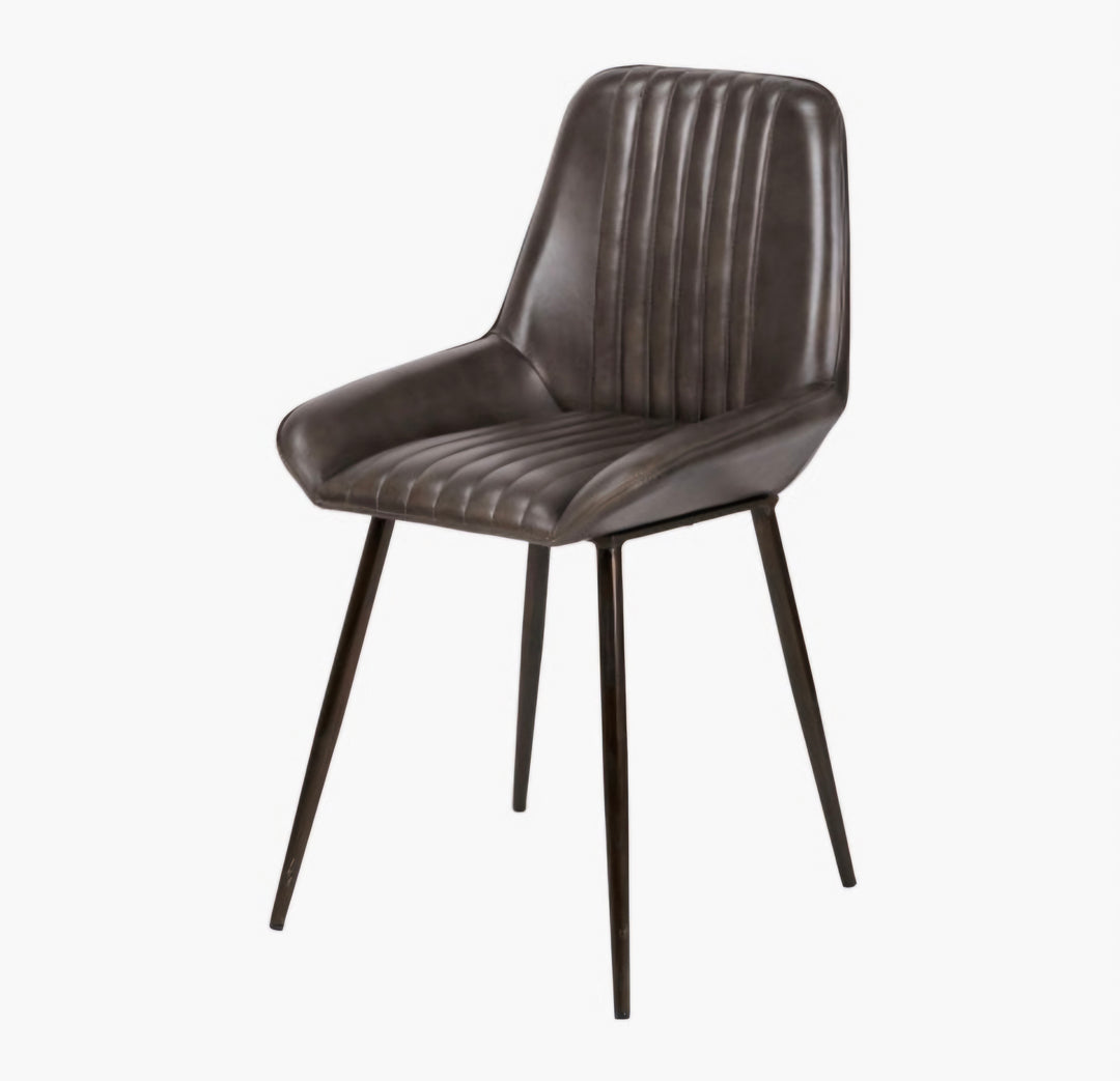 Angelo Peppercorn Leather and Bronze Metal Retro Dining Chair/Free Delivery