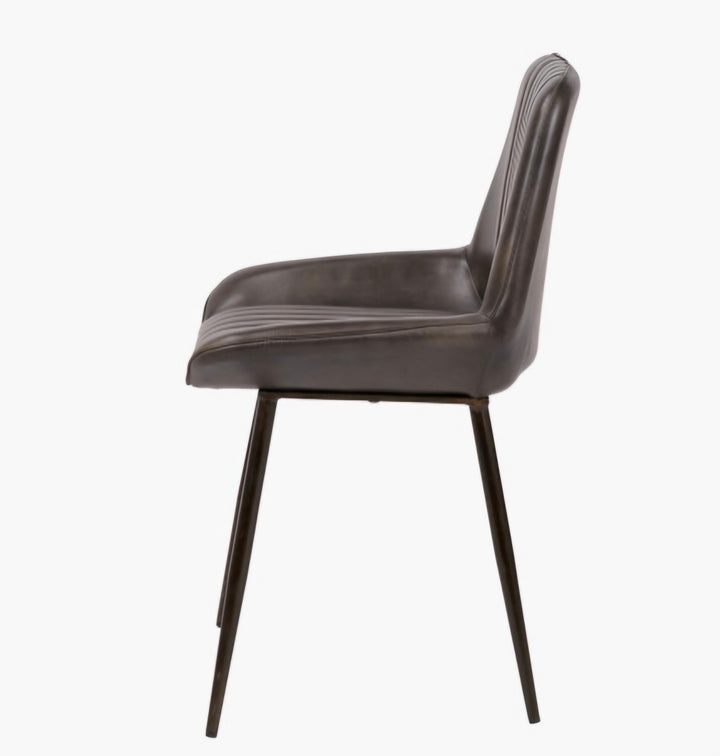 Angelo Peppercorn Leather and Bronze Metal Retro Dining Chair/Free Delivery