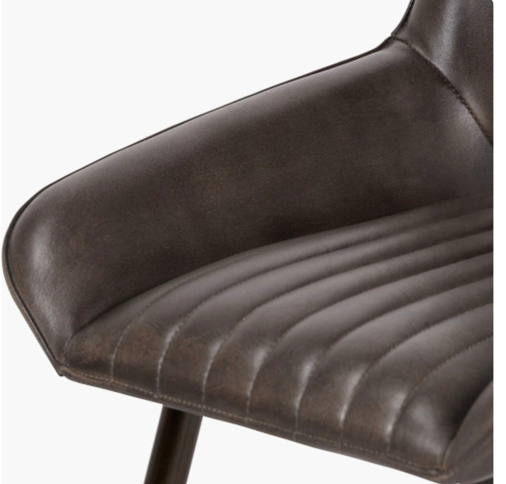 Angelo Peppercorn Leather and Bronze Metal Retro Dining Chair/Free Delivery