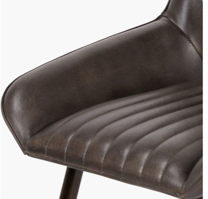 Angelo Peppercorn Leather and Bronze Metal Retro Dining Chair/Free Delivery
